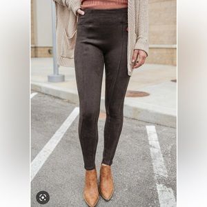 Spanx chocolate suede leggings